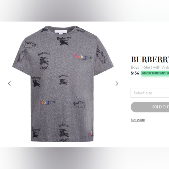 Burberry Other - BURBERRY Boys T-Shirt with Vintage Logo Print